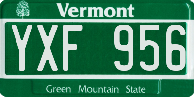 VT license plate YXF956