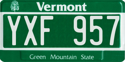 VT license plate YXF957