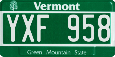 VT license plate YXF958