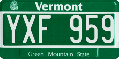 VT license plate YXF959