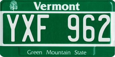 VT license plate YXF962