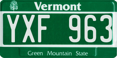 VT license plate YXF963