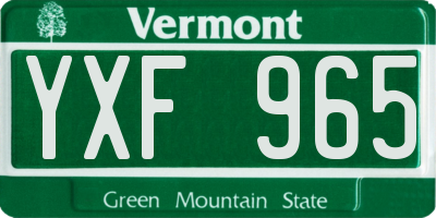 VT license plate YXF965