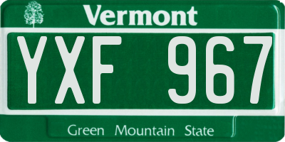VT license plate YXF967