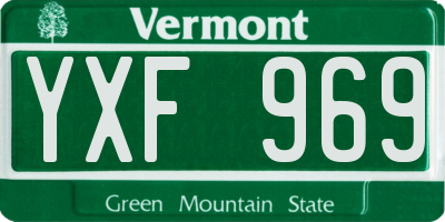 VT license plate YXF969