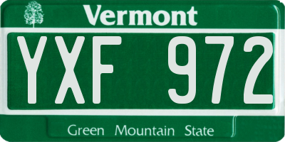 VT license plate YXF972
