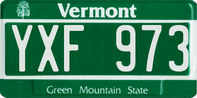VT license plate YXF973