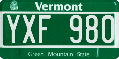 VT license plate YXF980