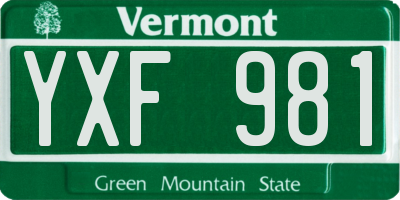 VT license plate YXF981