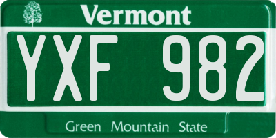 VT license plate YXF982