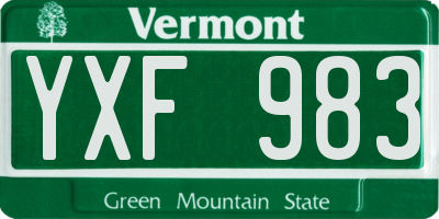 VT license plate YXF983
