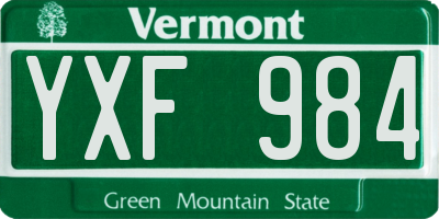 VT license plate YXF984