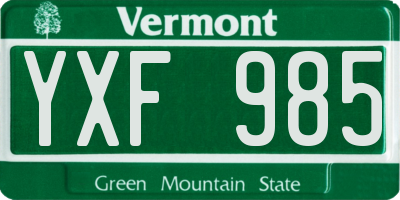 VT license plate YXF985