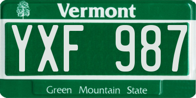 VT license plate YXF987