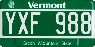 VT license plate YXF988