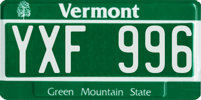 VT license plate YXF996