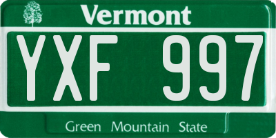 VT license plate YXF997