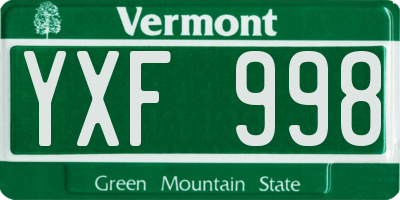 VT license plate YXF998
