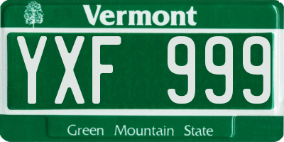 VT license plate YXF999