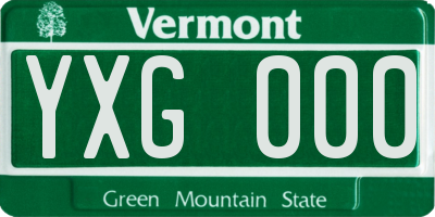 VT license plate YXG000