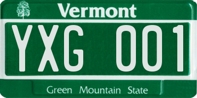 VT license plate YXG001