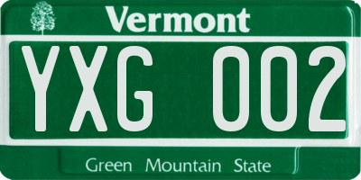 VT license plate YXG002