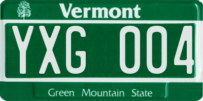 VT license plate YXG004