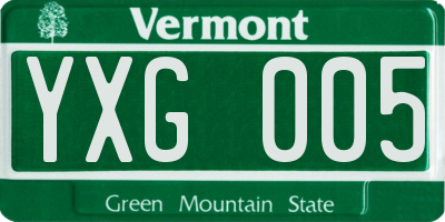 VT license plate YXG005
