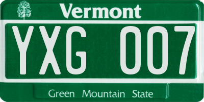 VT license plate YXG007