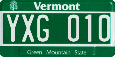 VT license plate YXG010