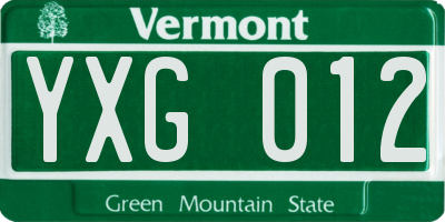 VT license plate YXG012