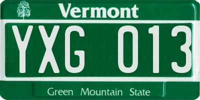 VT license plate YXG013