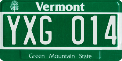 VT license plate YXG014