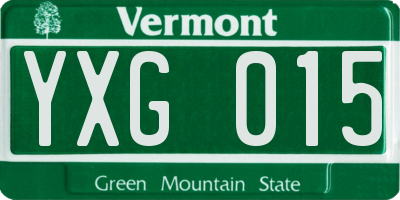 VT license plate YXG015