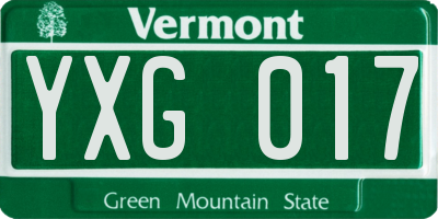VT license plate YXG017