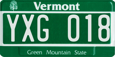 VT license plate YXG018