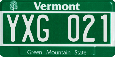 VT license plate YXG021