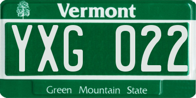 VT license plate YXG022