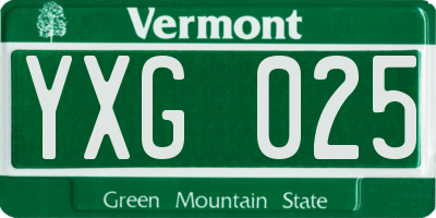 VT license plate YXG025