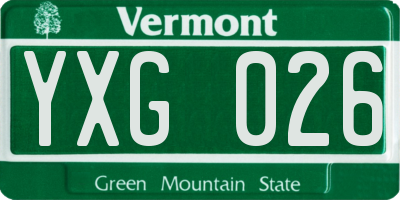 VT license plate YXG026