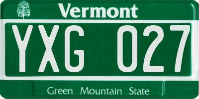 VT license plate YXG027