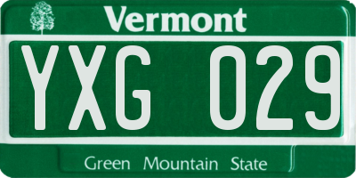 VT license plate YXG029