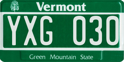 VT license plate YXG030