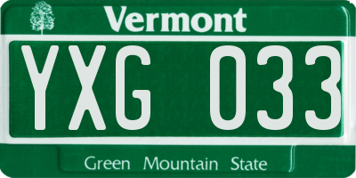 VT license plate YXG033
