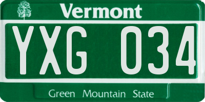 VT license plate YXG034