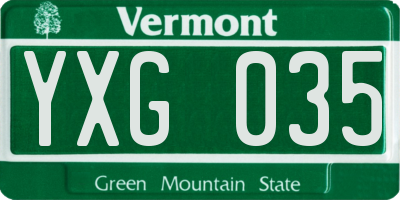 VT license plate YXG035