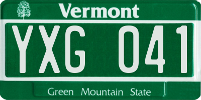 VT license plate YXG041