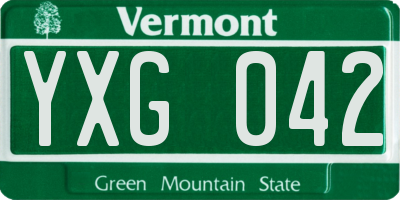 VT license plate YXG042