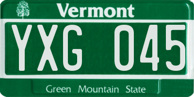 VT license plate YXG045