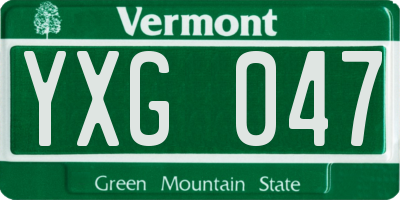 VT license plate YXG047